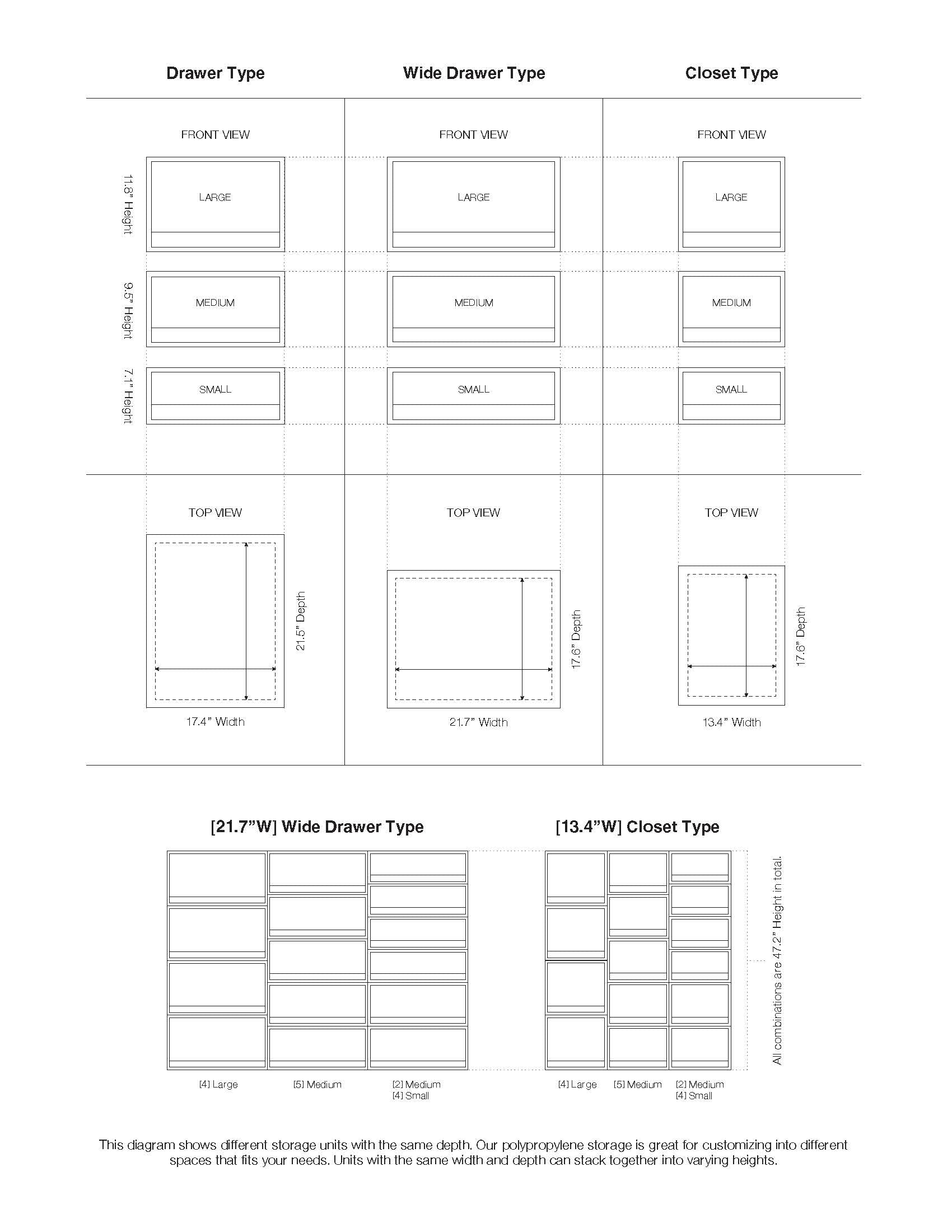 Polypropylene Storage Closet Drawer - Large (W17.5 x D21.6 x H11.8) - Image 4