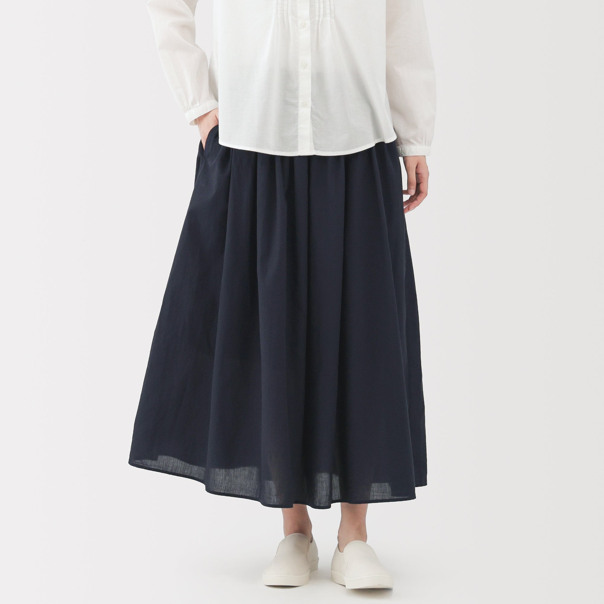 Cotton Voile Gathered Skirt