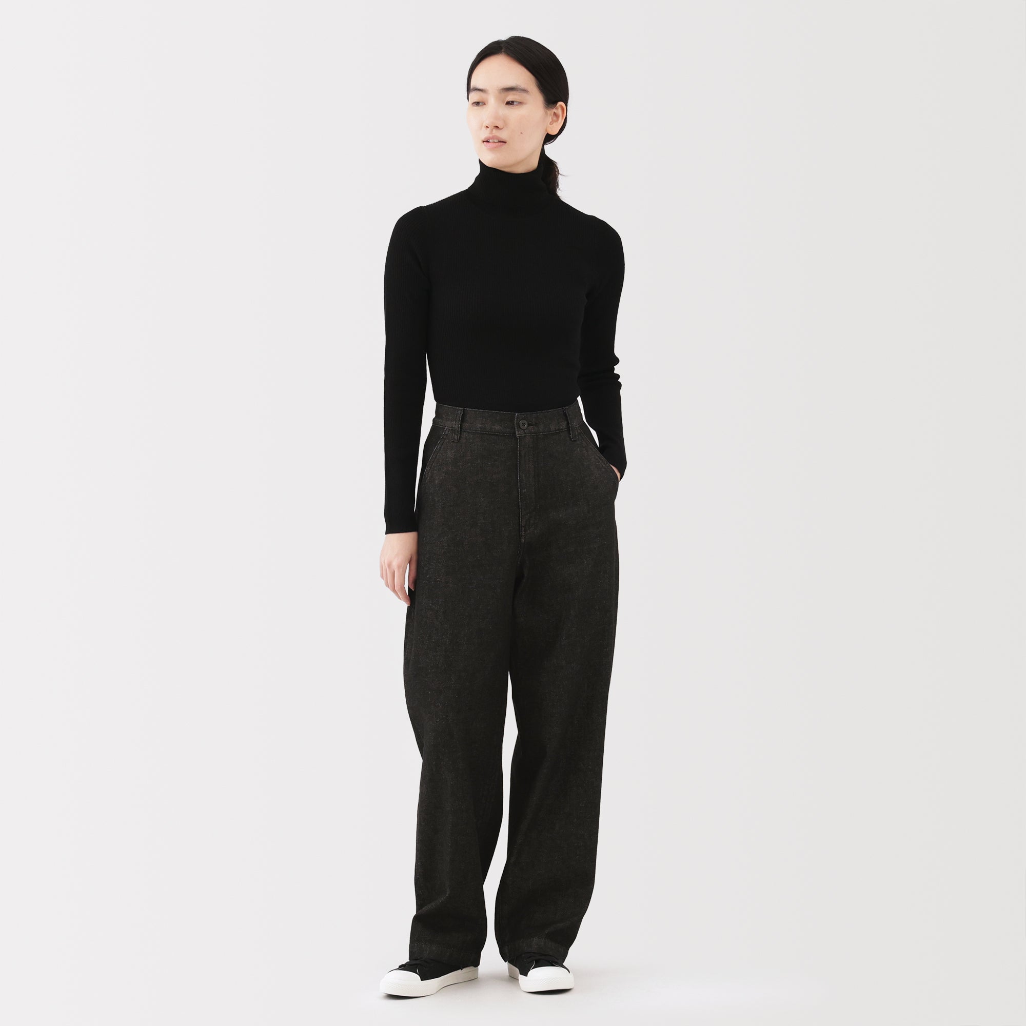 Kapok Blend Denim Wide Tapered Pants - Image 4