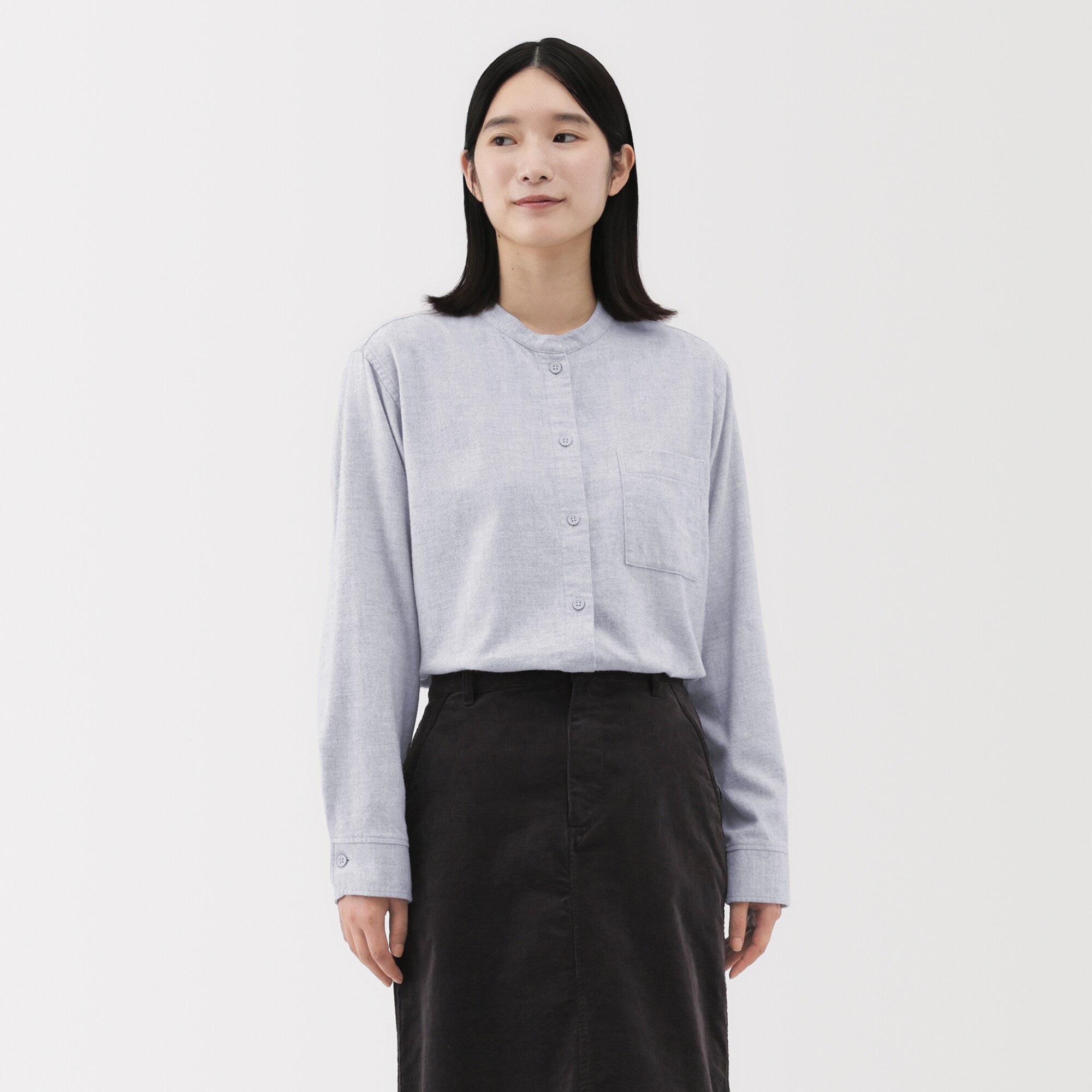 Flannel Stand Collar Shirt