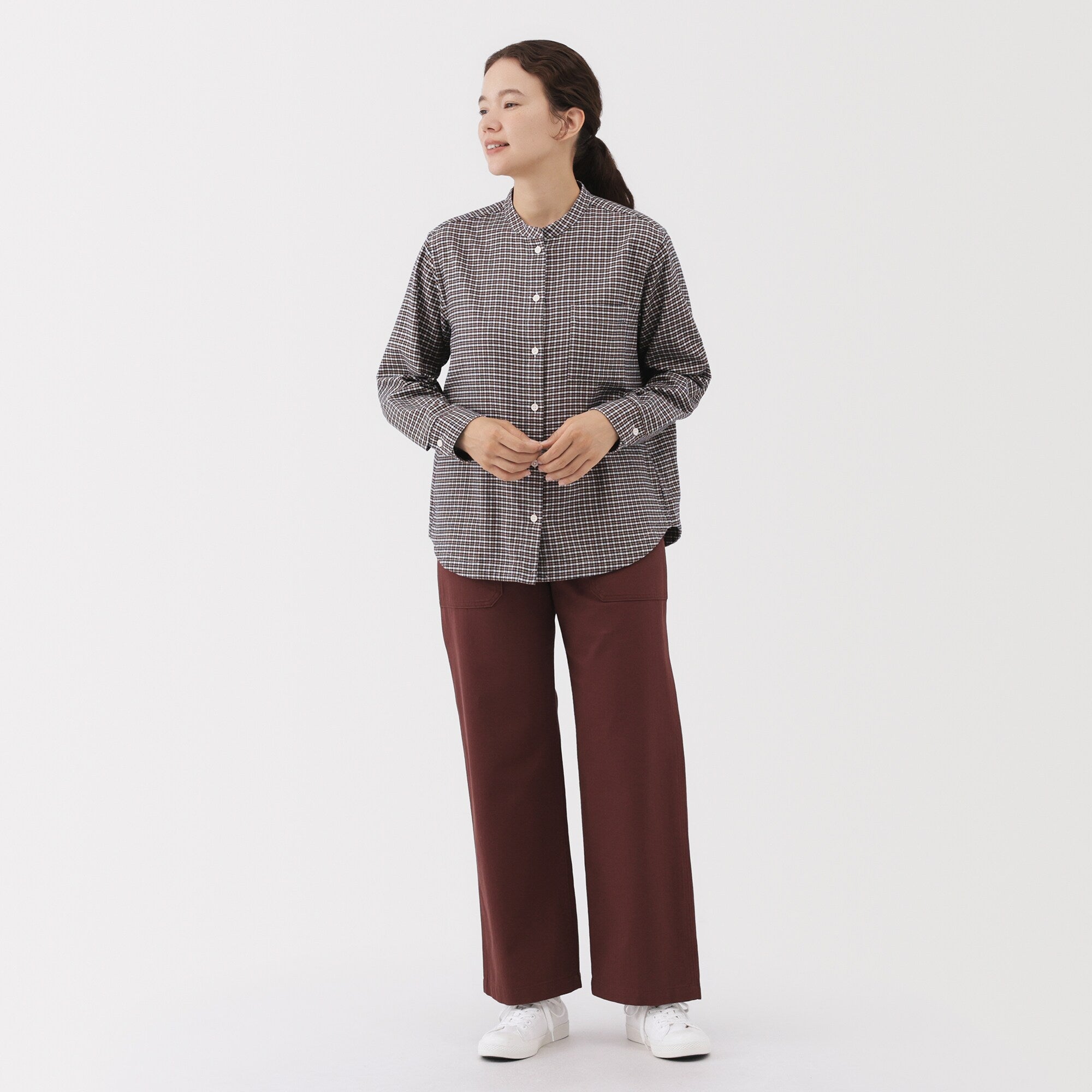 Flannel Stand Collar Shirt - Image 36
