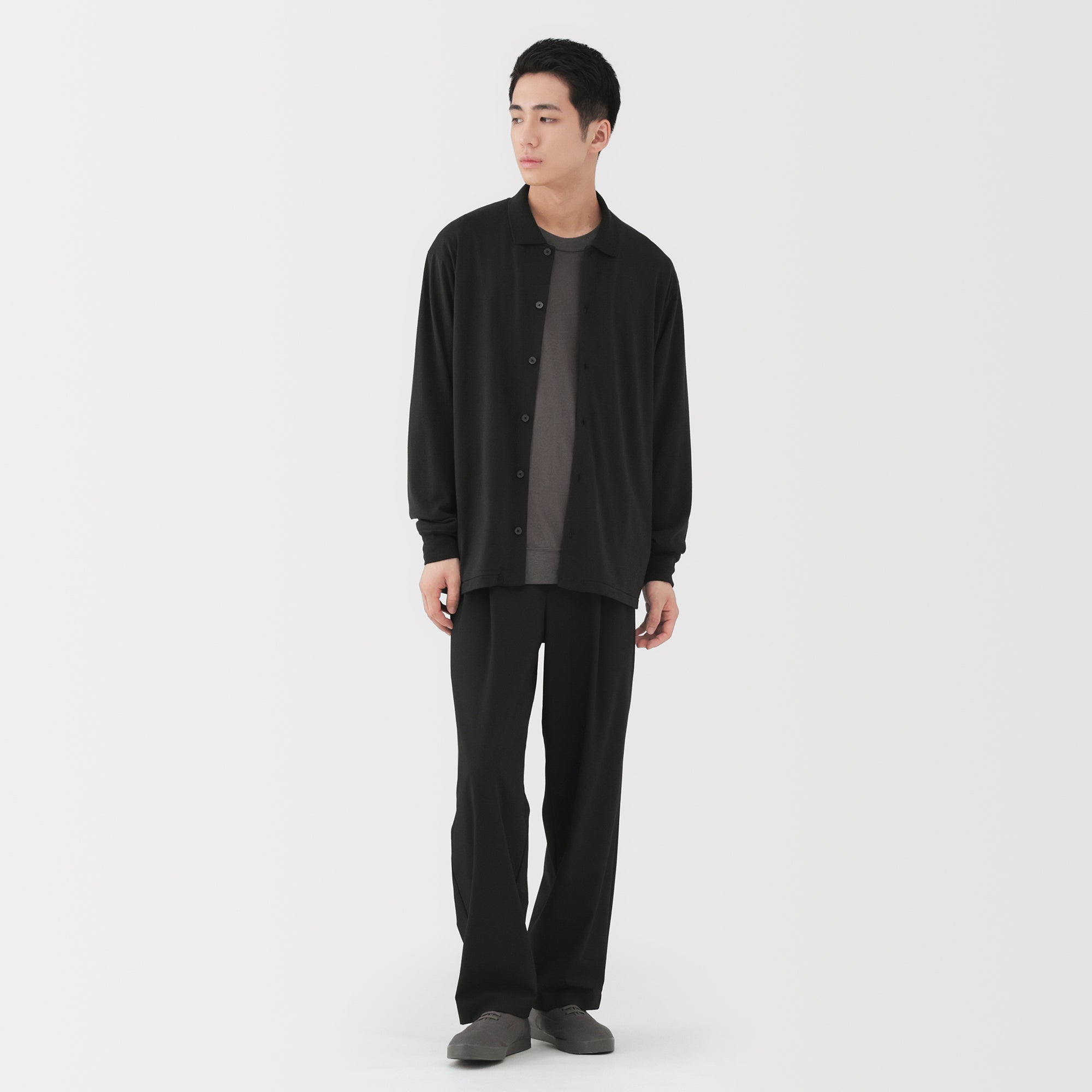 Wool Blend Shirt Cardigan - Image 11