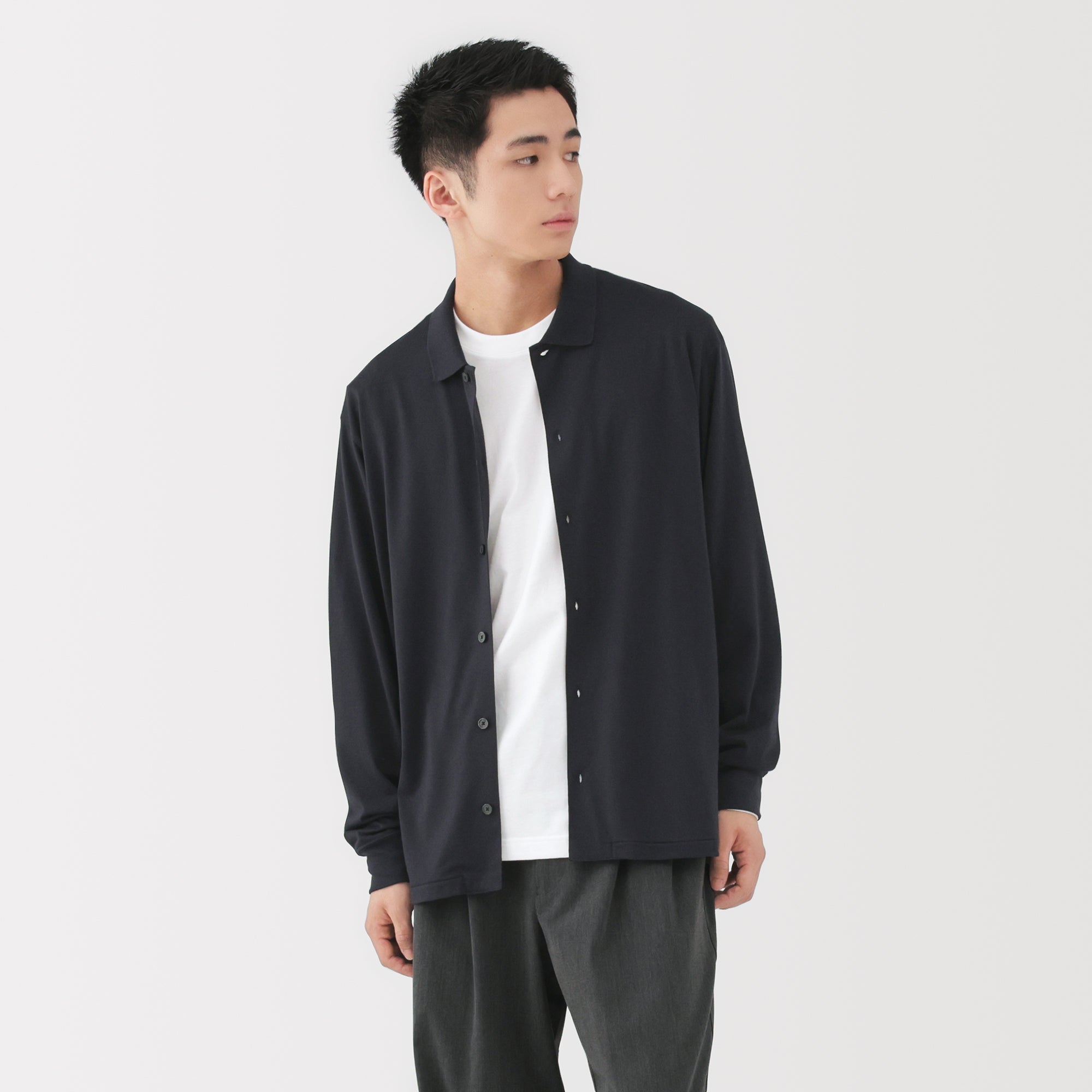 Wool Blend Shirt Cardigan - Image 17