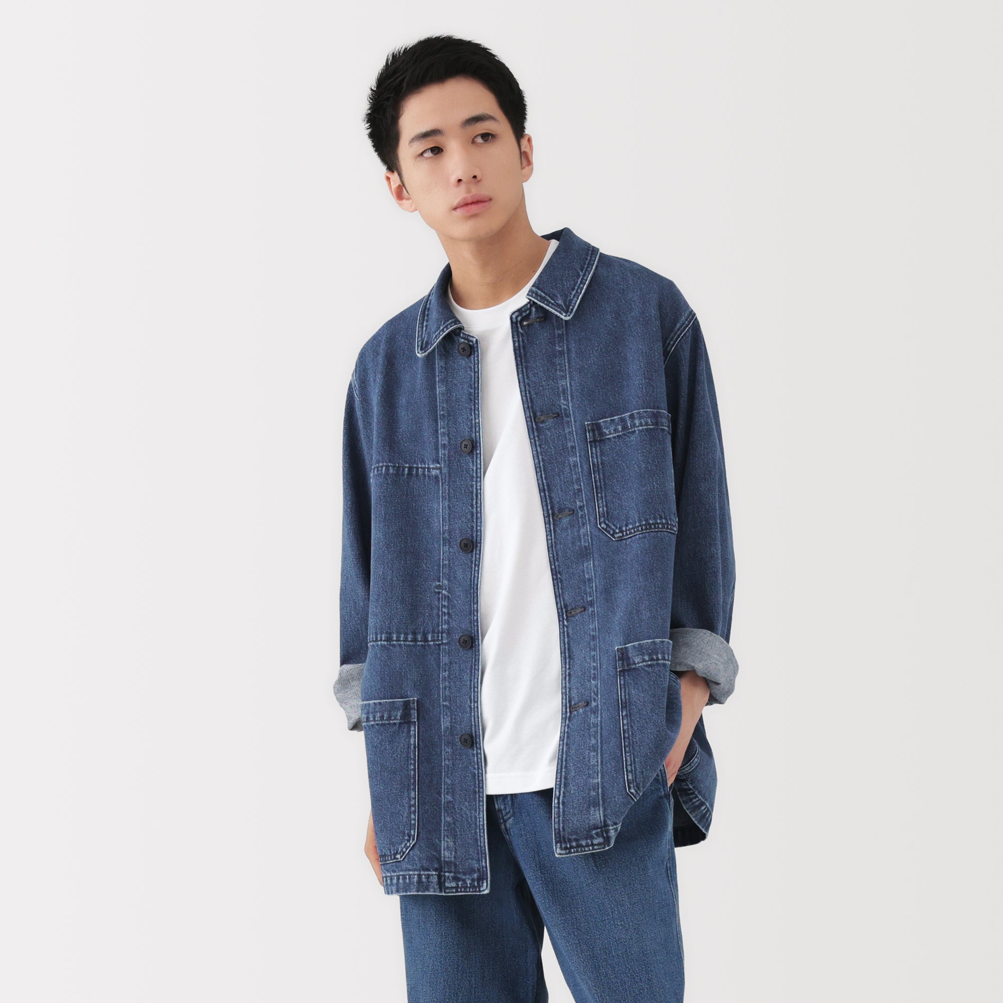 Kapok Blend Denim Coverall Jacket - Image 3