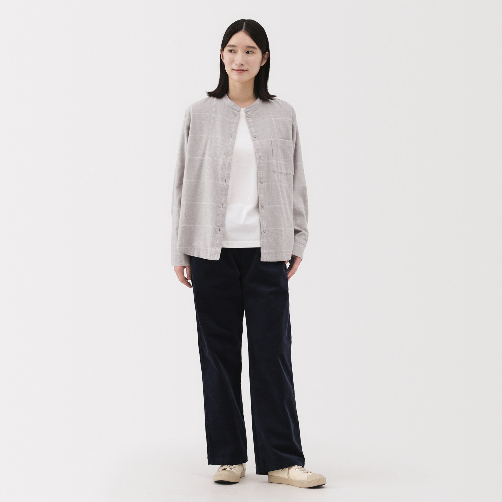 Flannel Stand Collar Shirt - Image 60