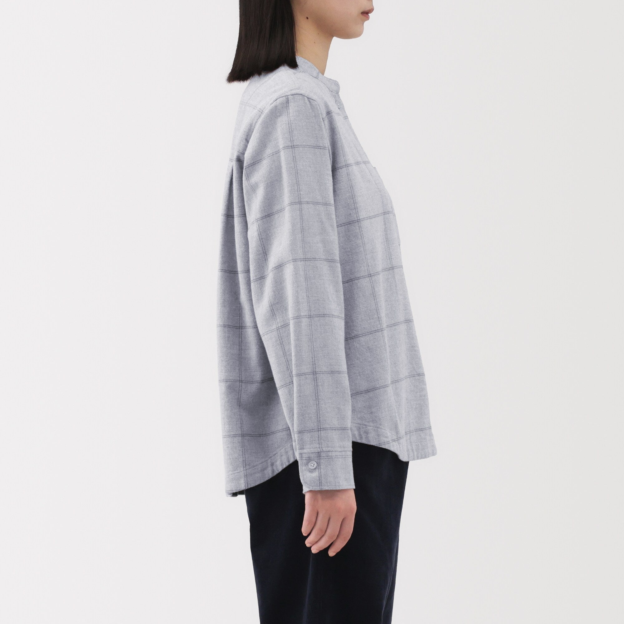 Flannel Stand Collar Shirt - Image 61