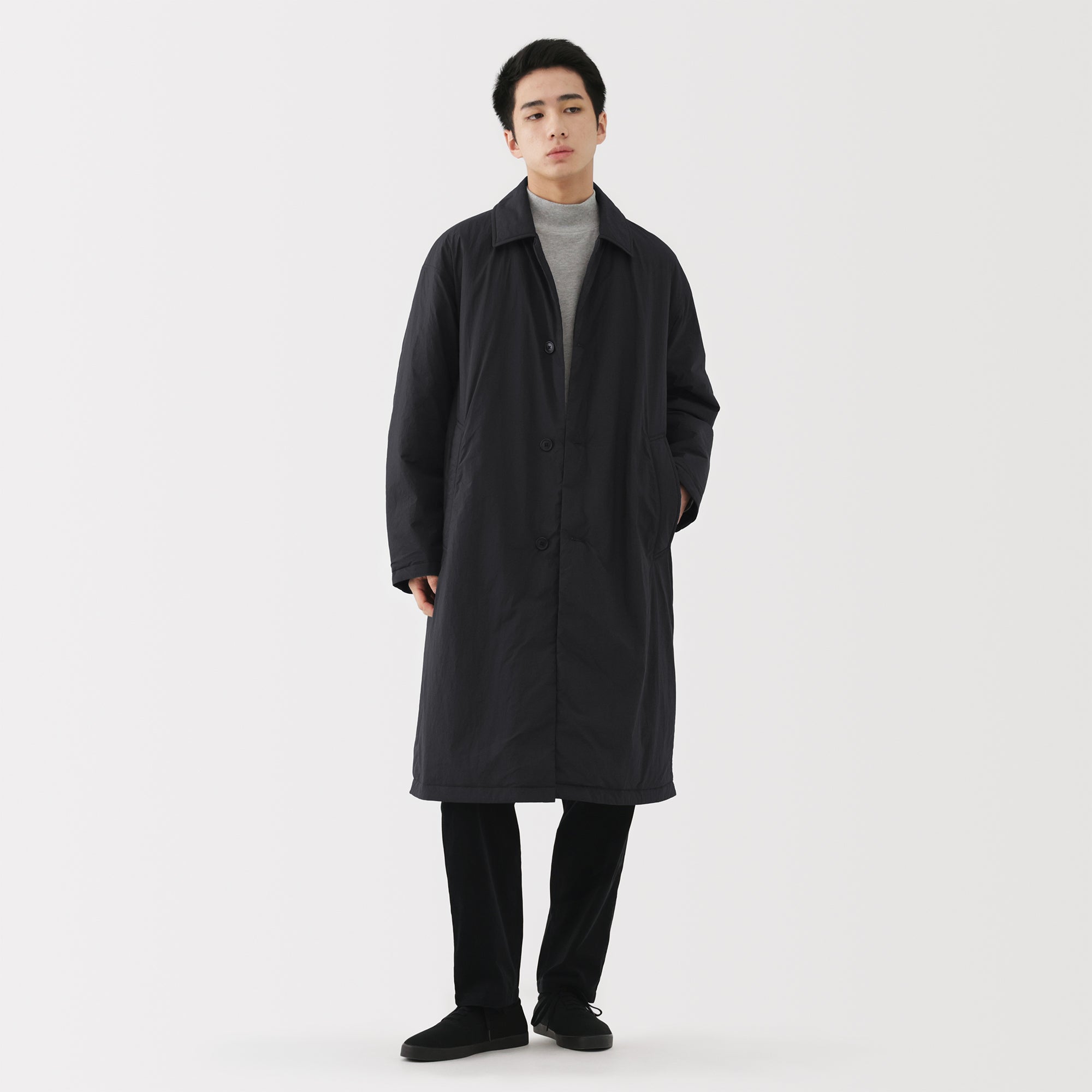 Padded Stand Fall Collar Coat - Image 4