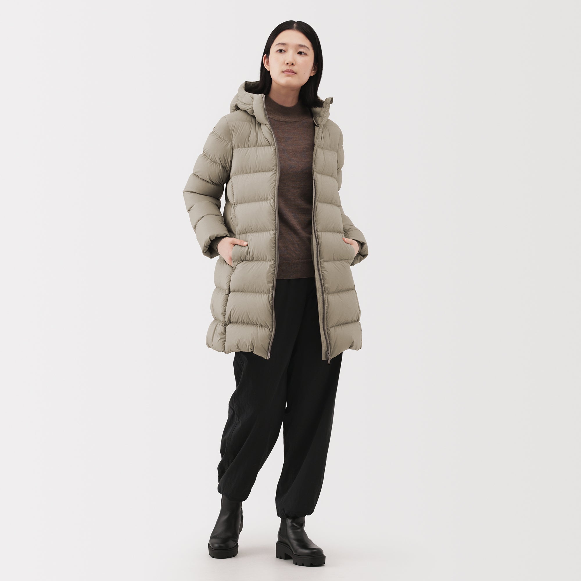 Lightweight Down Hooded Coat - Image 3