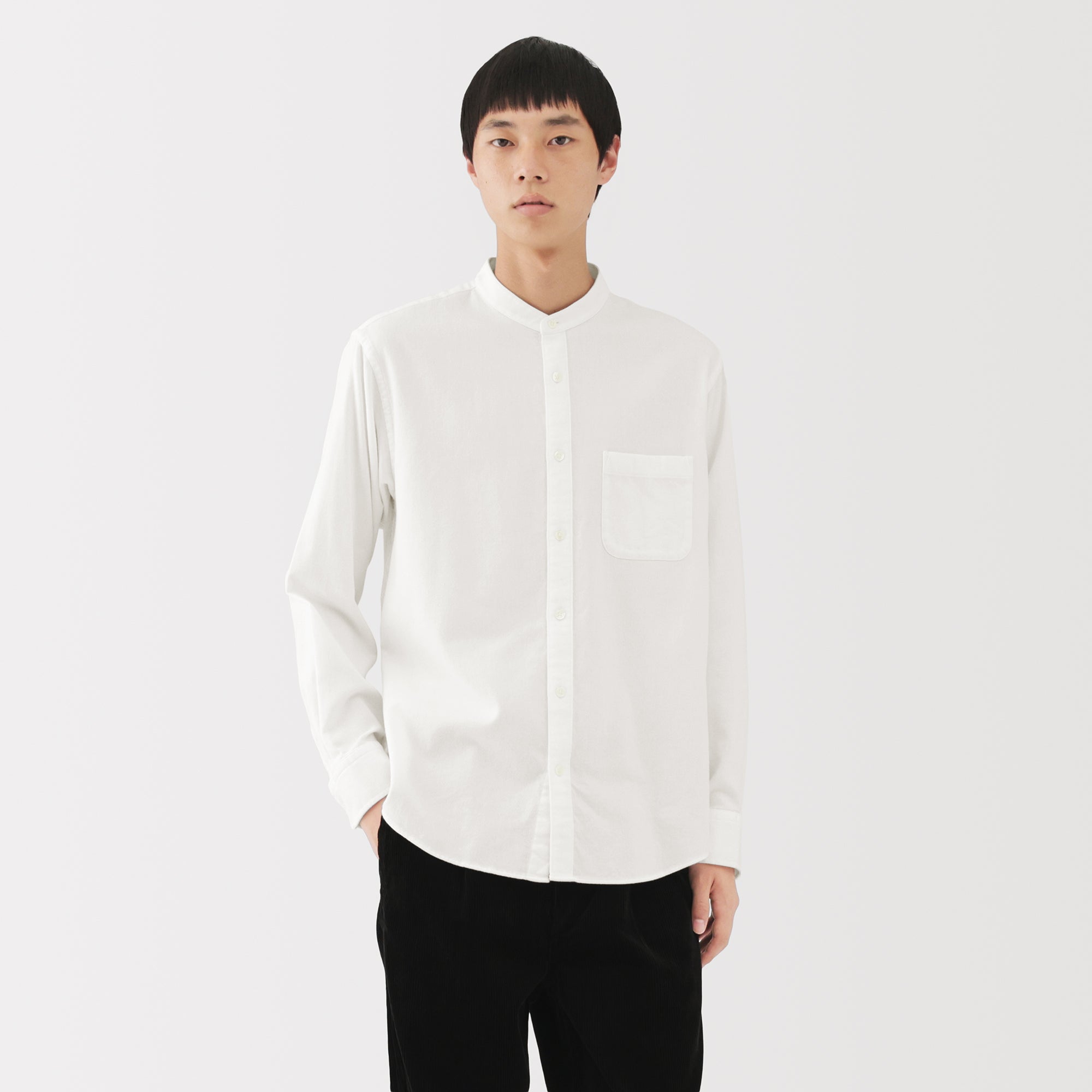 Flannel Stand Collar Shirt