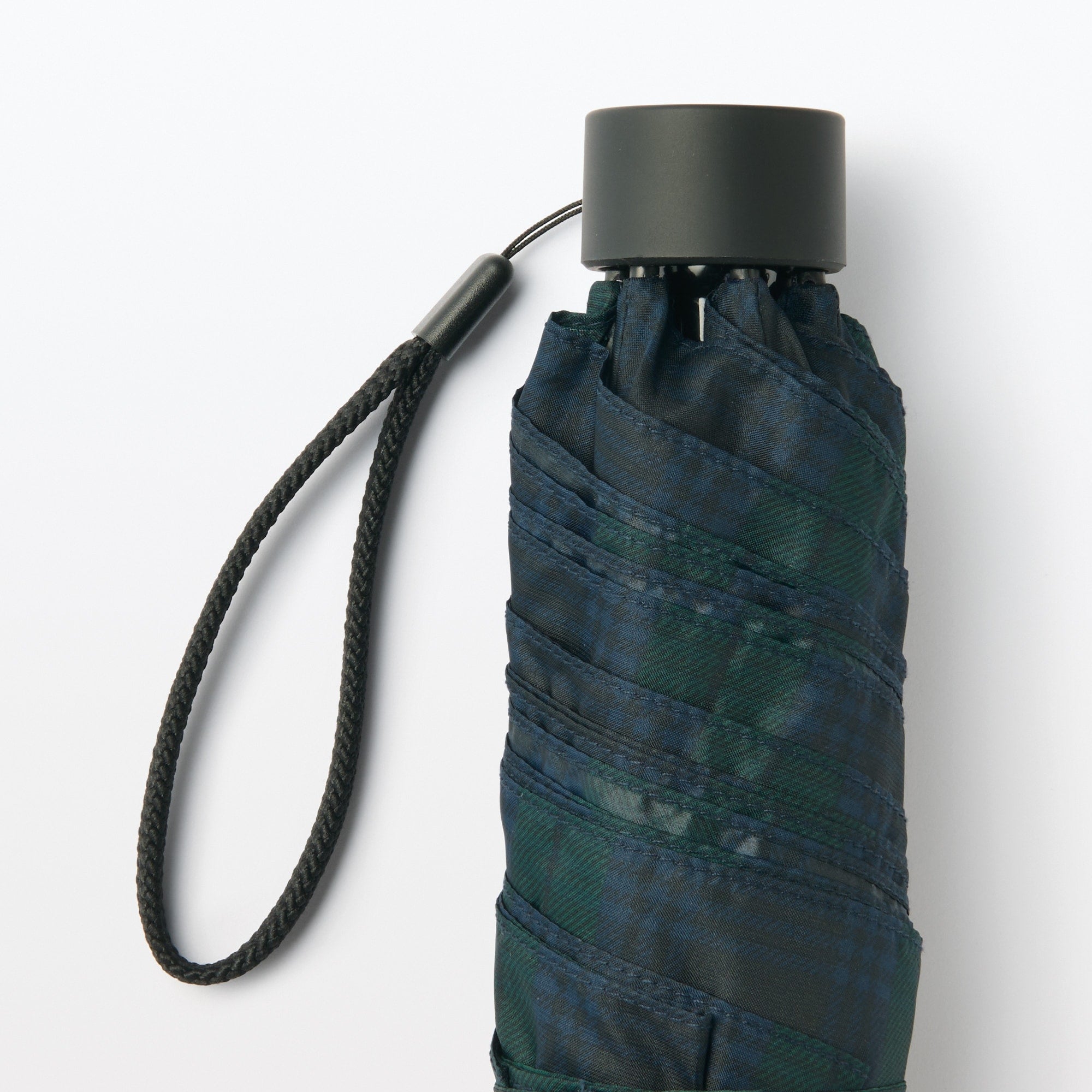Compact Foldable Umbrella - Dark Green Check - Image 4