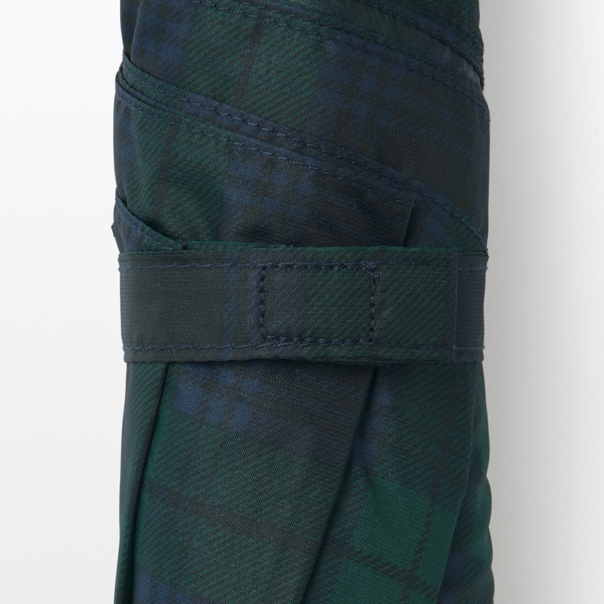 Compact Foldable Umbrella - Dark Green Check - Image 5