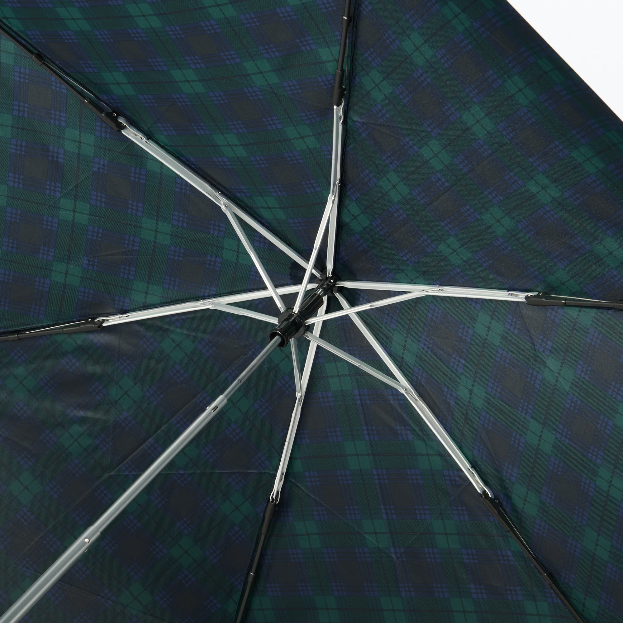 Compact Foldable Umbrella - Dark Green Check - Image 7