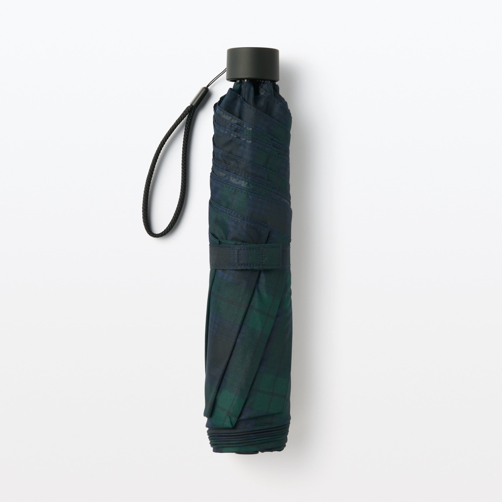 Compact Foldable Umbrella - Dark Green Check - Image 8