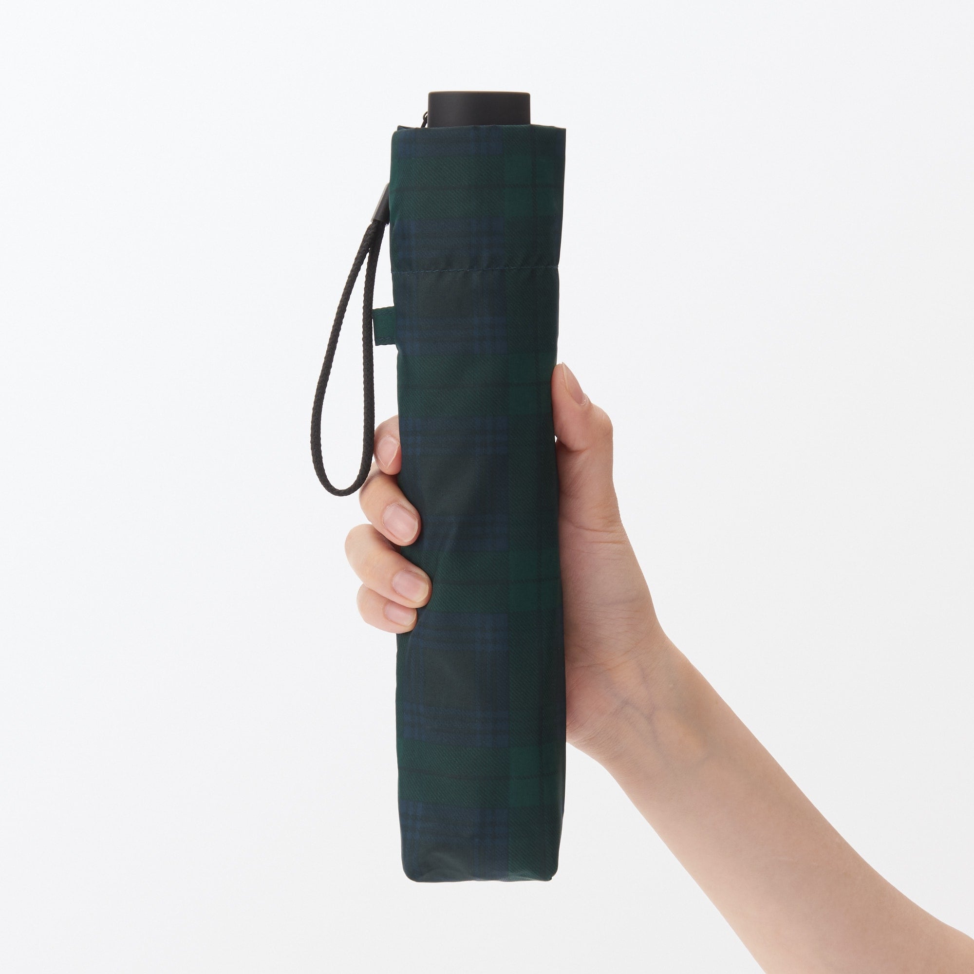 Compact Foldable Umbrella - Dark Green Check - Image 9
