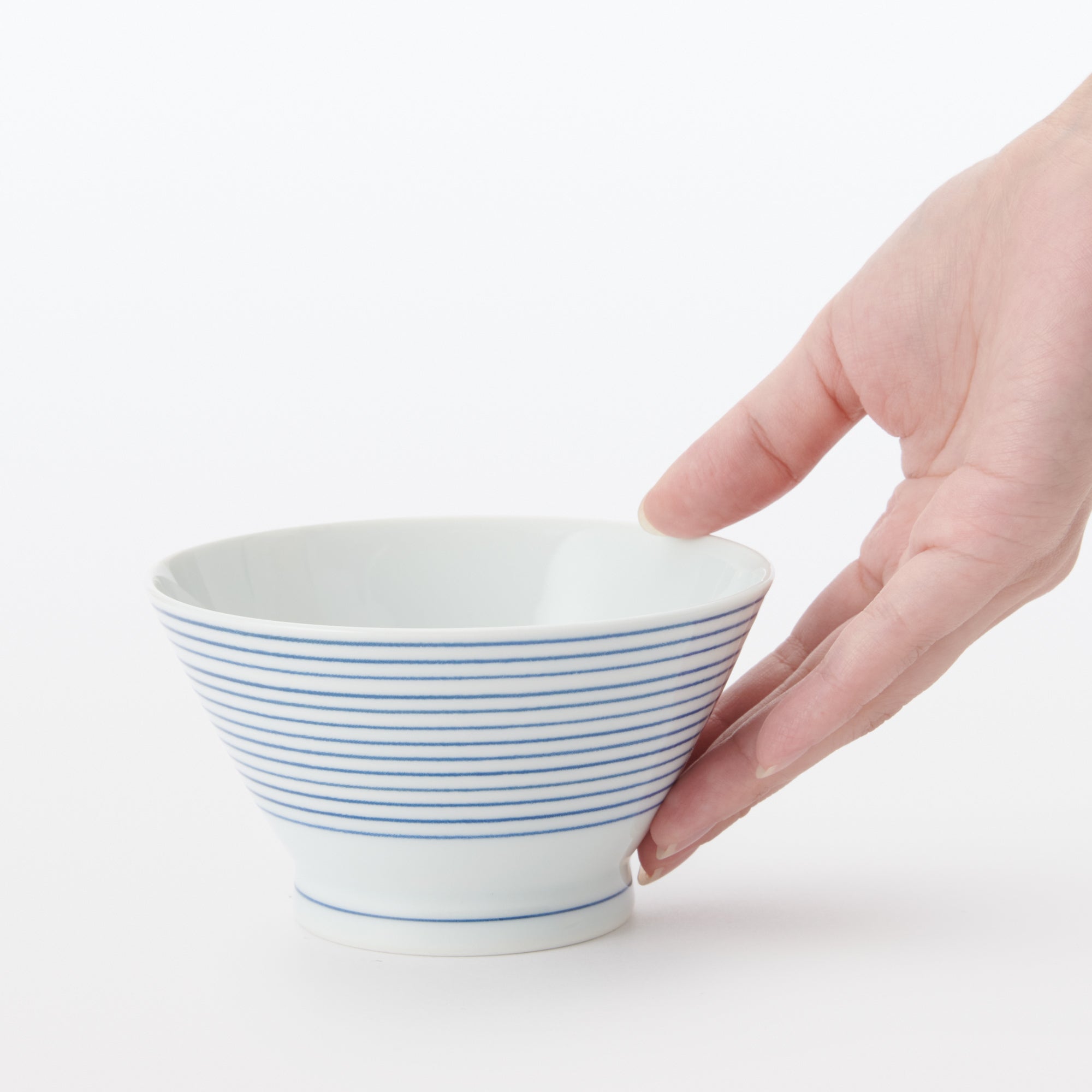Hasami Ware Rice Bowl - Horizontal Stripes Pattern - Image 6