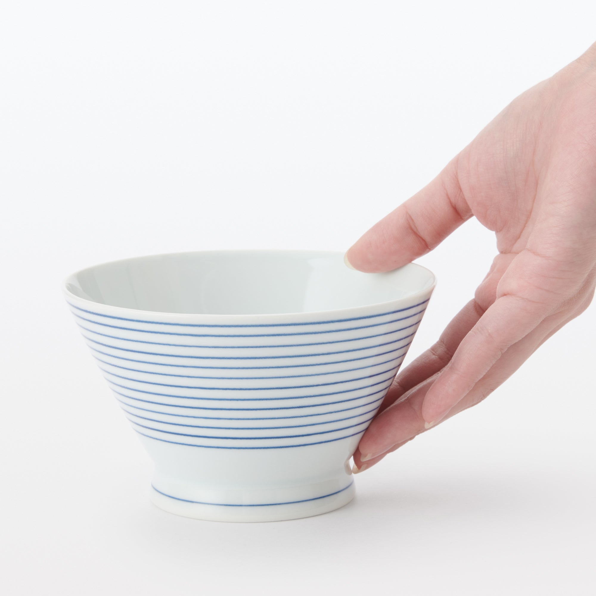 Hasami Ware Rice Bowl - Horizontal Stripes Pattern - Image 15