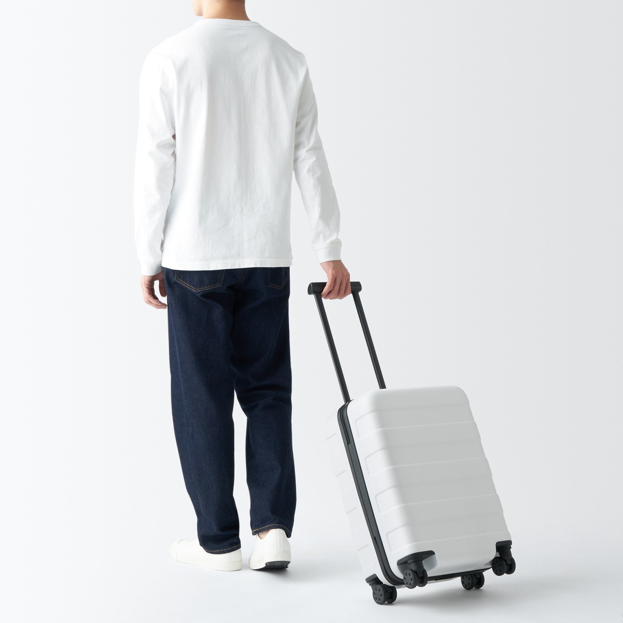 Adjustable Handle Hard Shell Suitcase 36L - White | Carry-On - Image 17