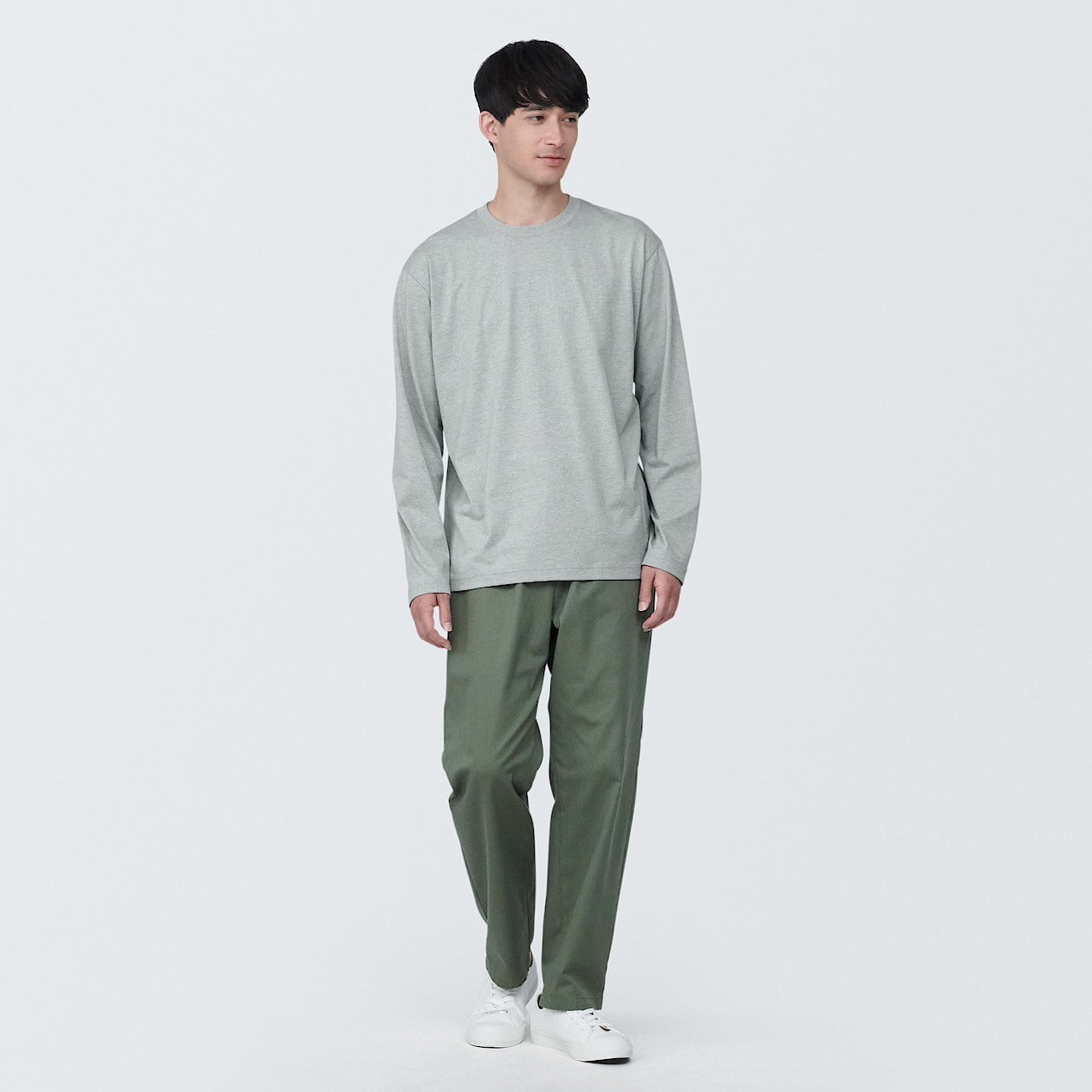 Men's Washed Jersey Crew Neck Long Sleeve T-Shirt - Image 25