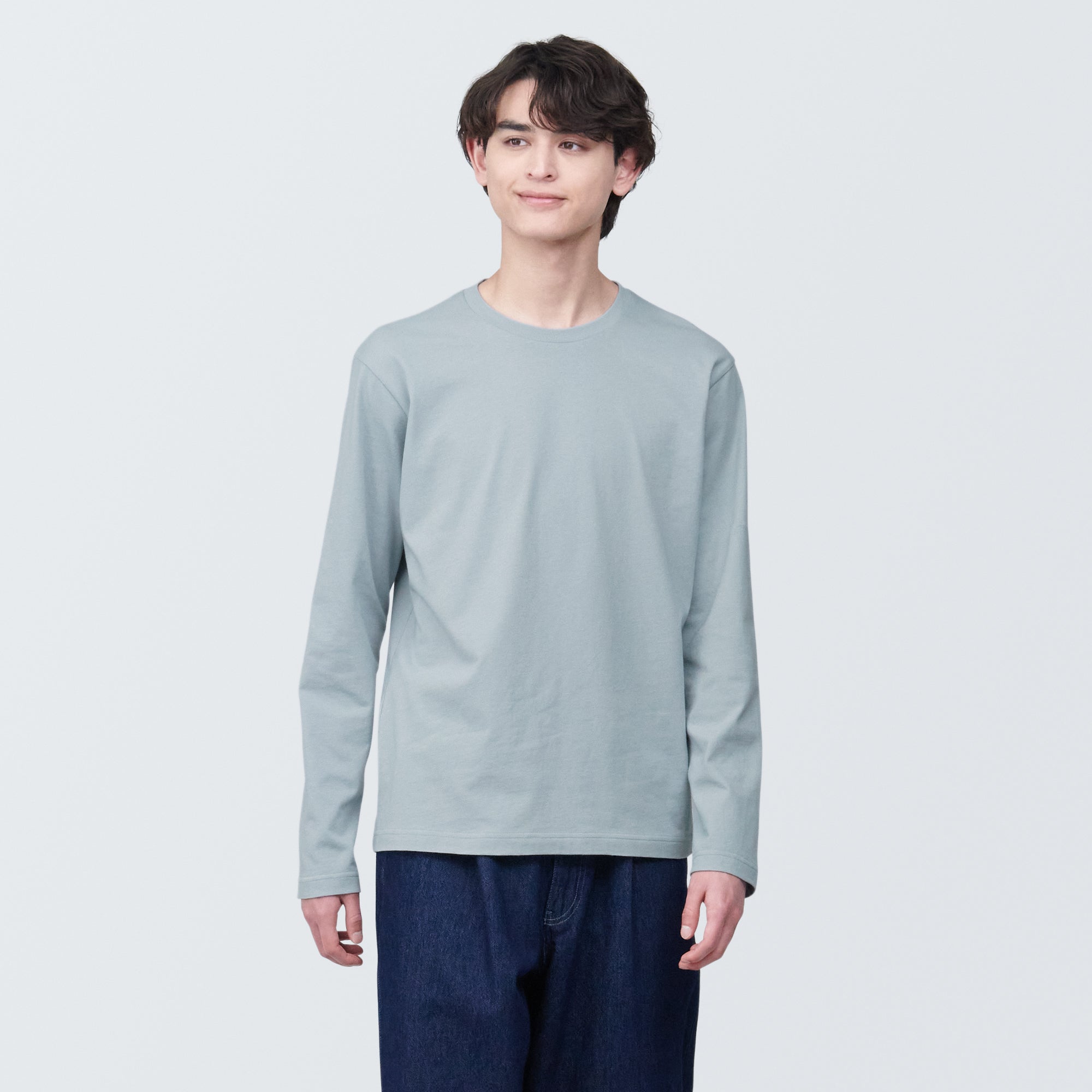 Men's Washed Jersey Crew Neck Long Sleeve T-Shirt
