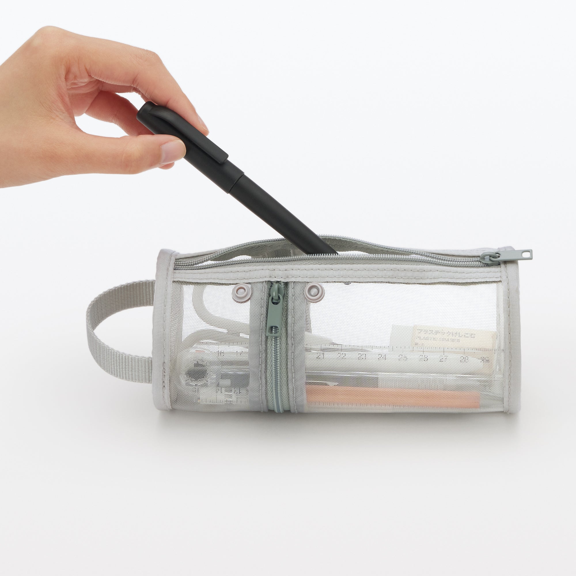 Nylon Mesh Vertical/Horizontal Pen Case Wide - Gray - Image 6
