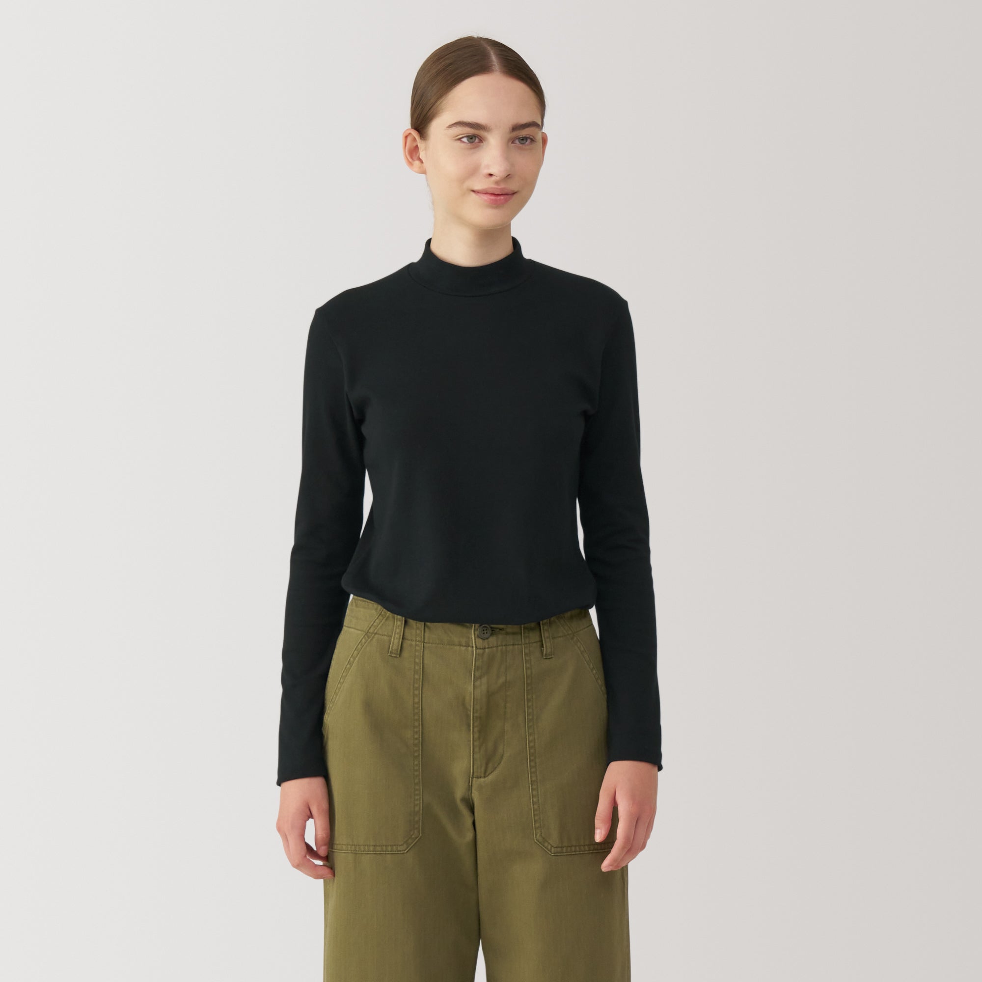 Women's Brushed Ribbed High Neck Long Sleeve T-Shirt - Image 3