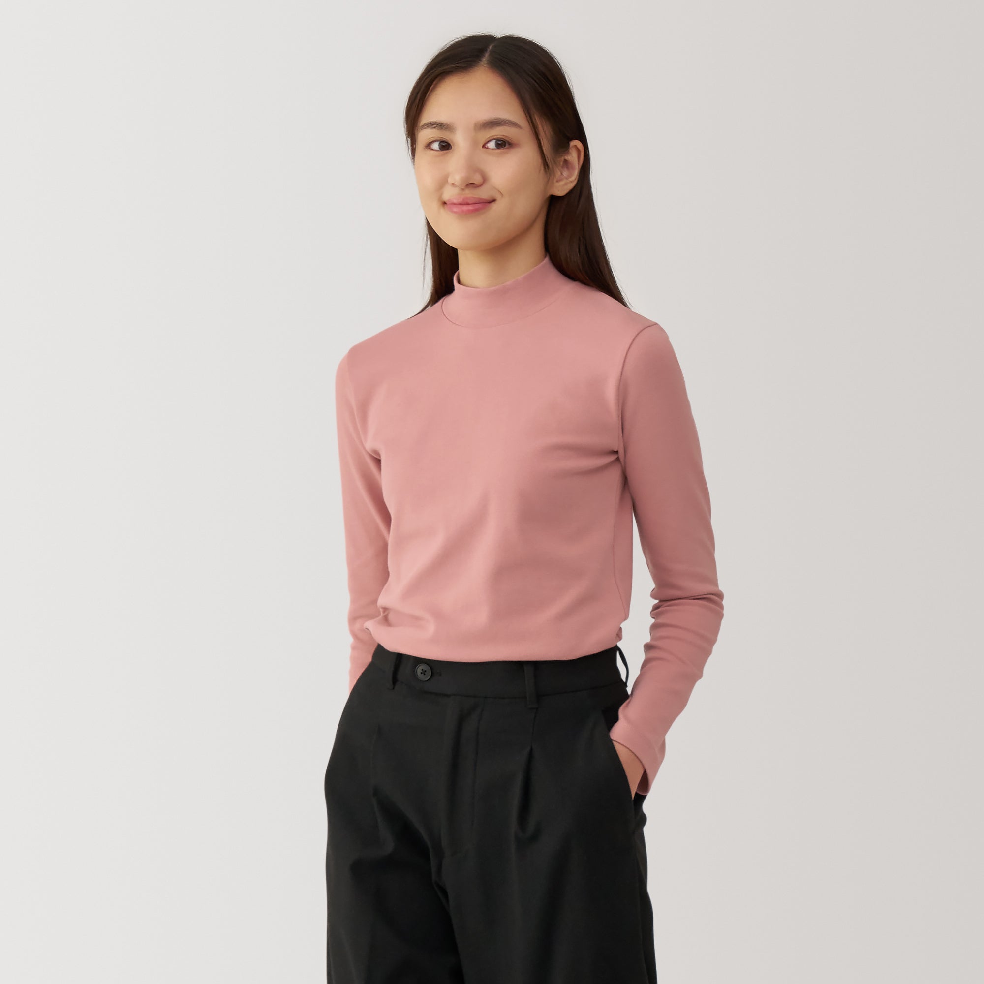 Women's Brushed Ribbed High Neck Long Sleeve T-Shirt - Image 11