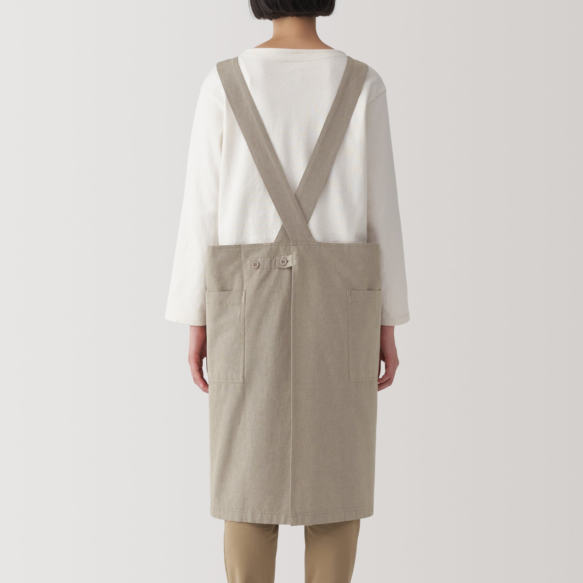 Plain Weave Cotton Shoulder Strap Apron - L-XL - Image 4