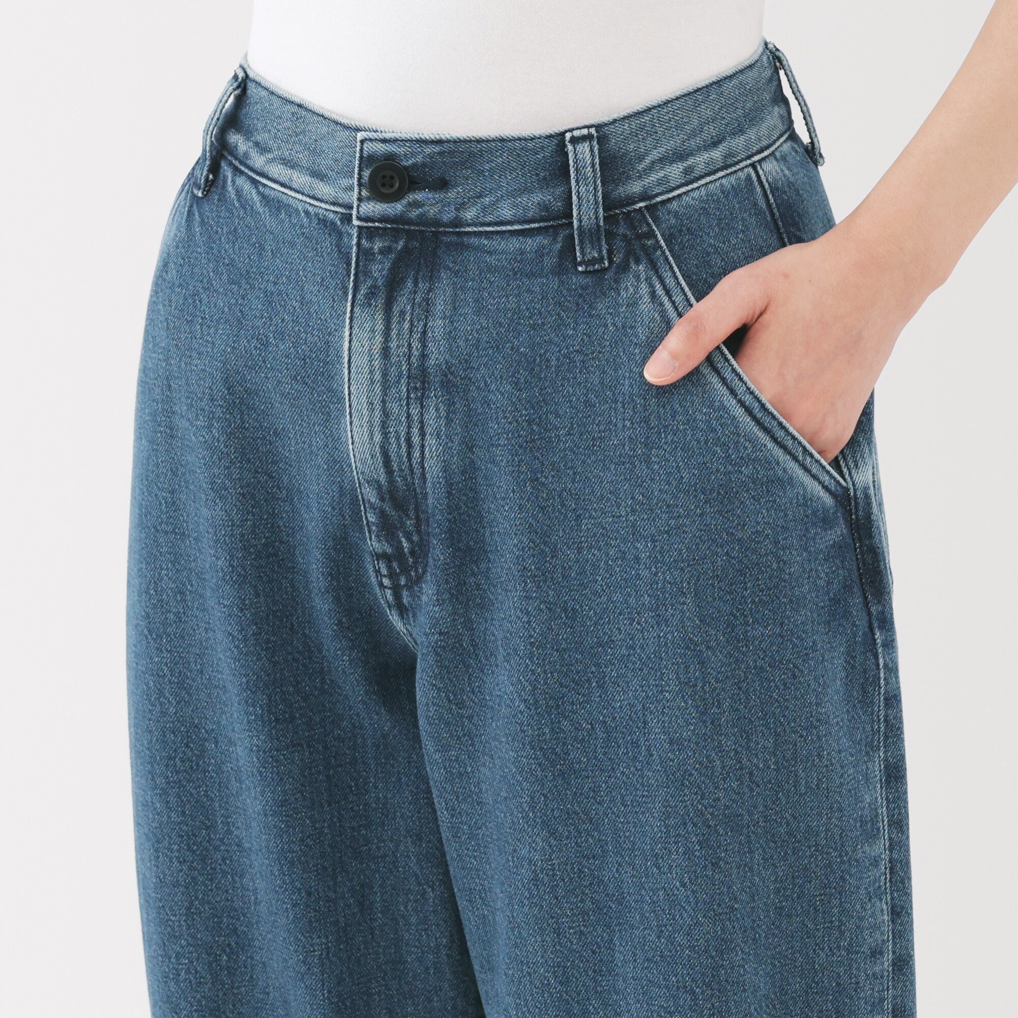 Women's Kapok Blend Denim Wide Tapered Pants - Image 16