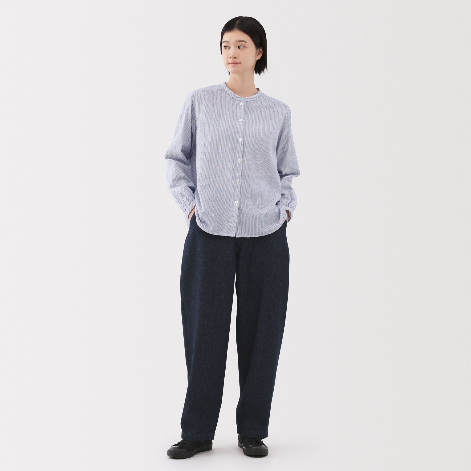 Women's Kapok Blend Denim Wide Tapered Pants - Image 4