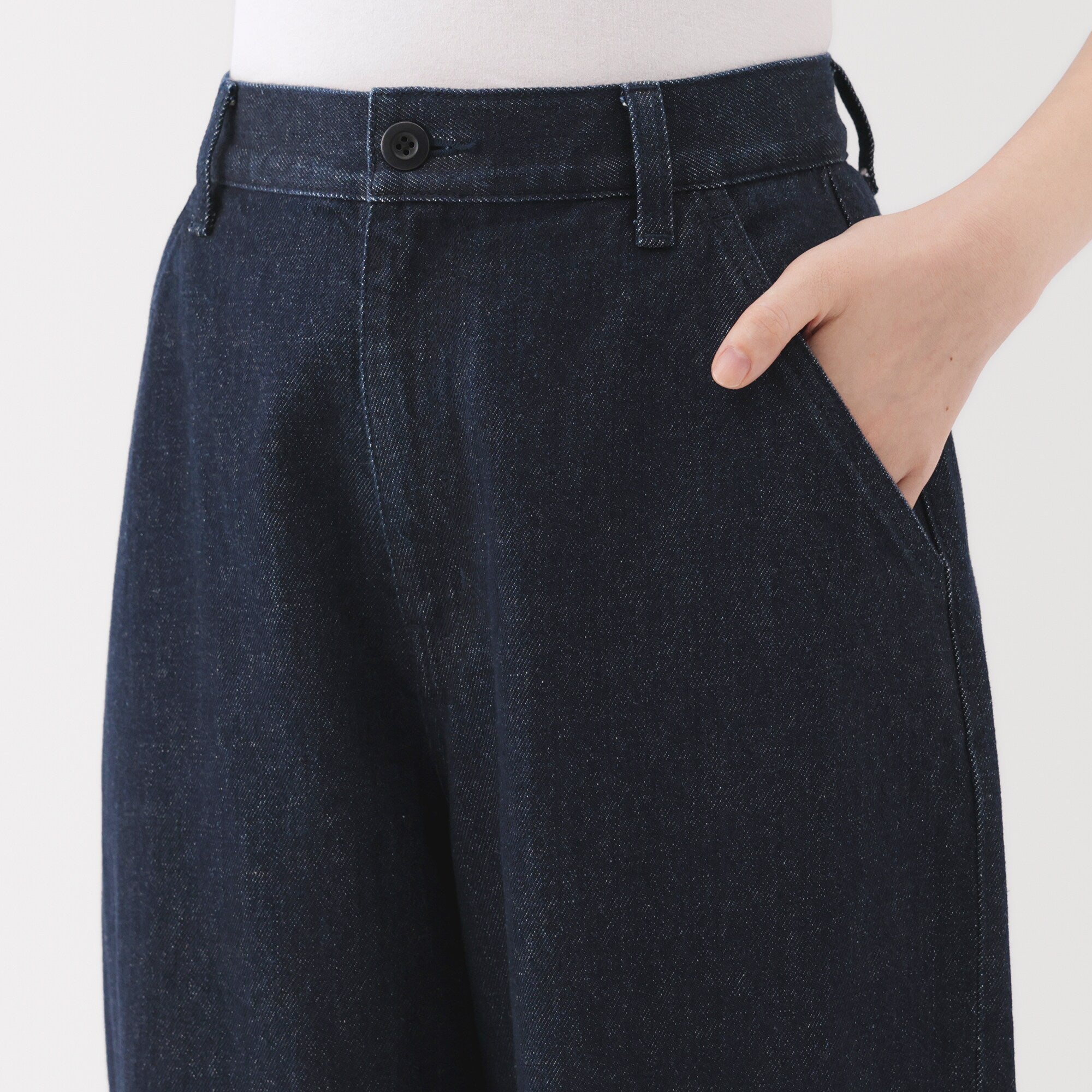 Women's Kapok Blend Denim Wide Tapered Pants - Image 7