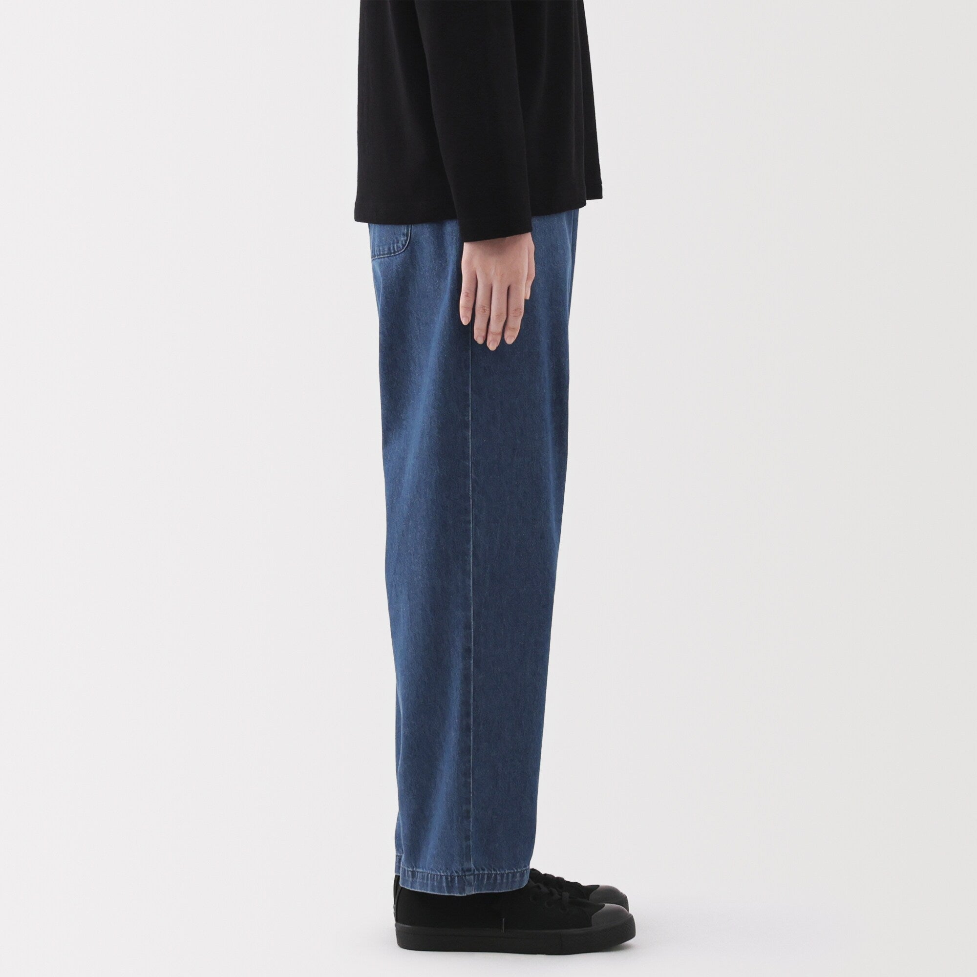 Washed Denim Easy Tapered Pants - Image 5