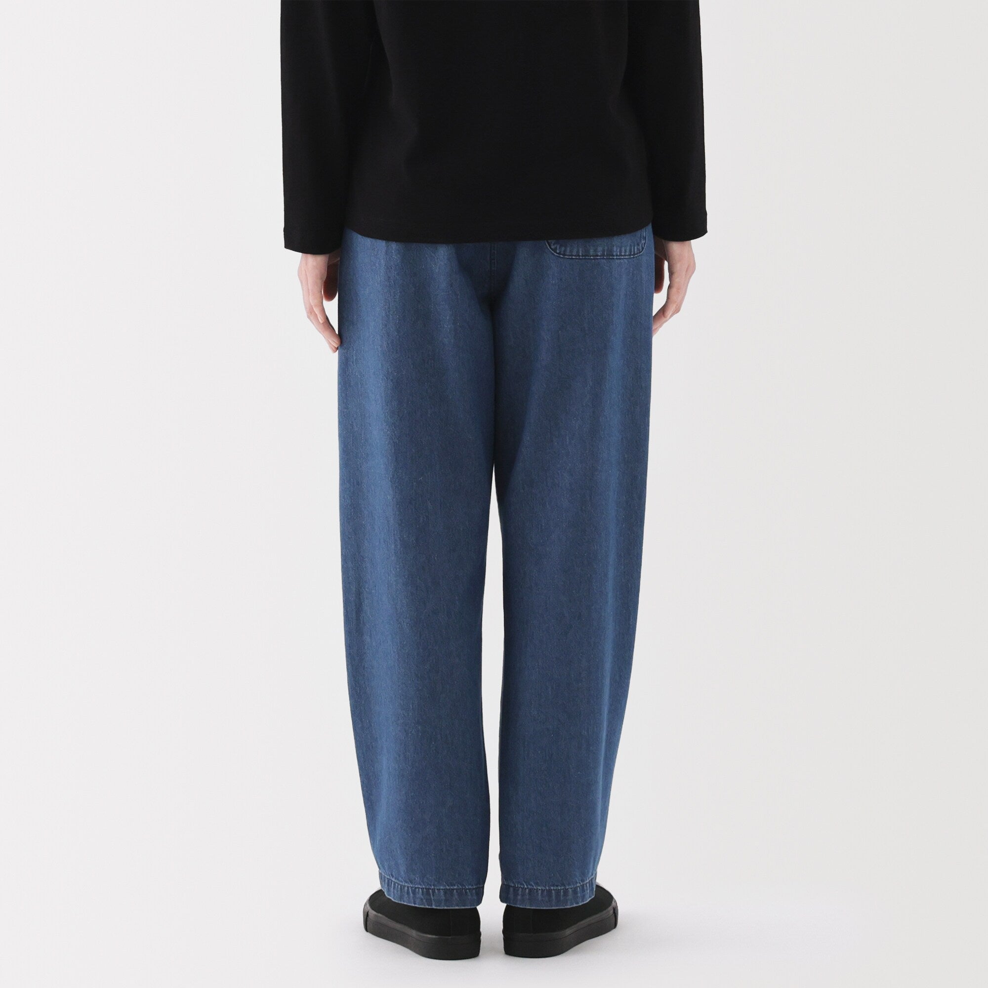 Washed Denim Easy Tapered Pants - Image 6