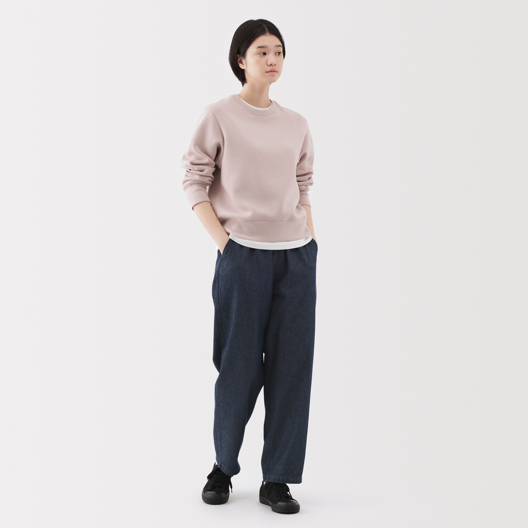 Washed Denim Easy Tapered Pants - Image 13