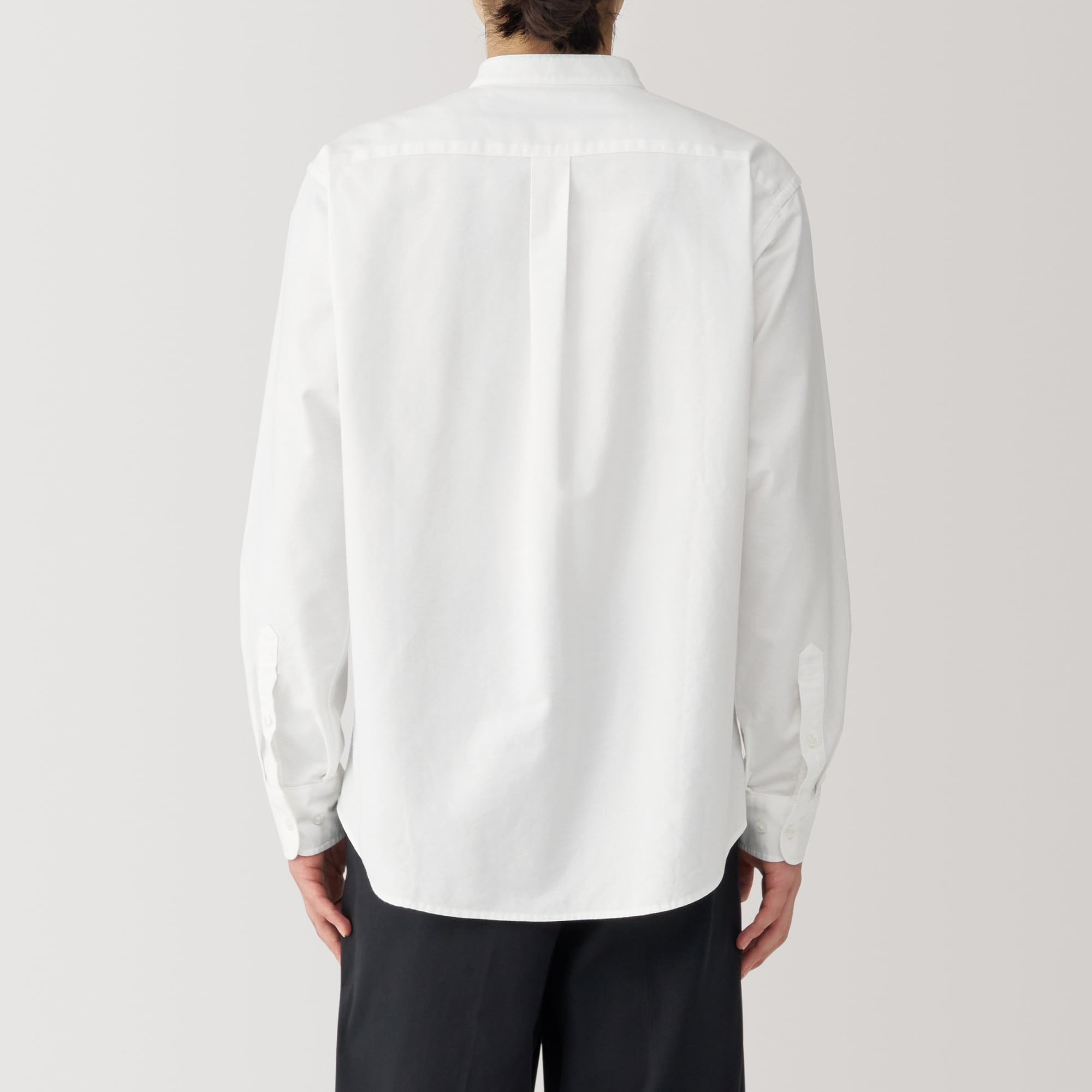 Men's Washed Oxford Stand Collar Long Sleeve Shirt - Image 6
