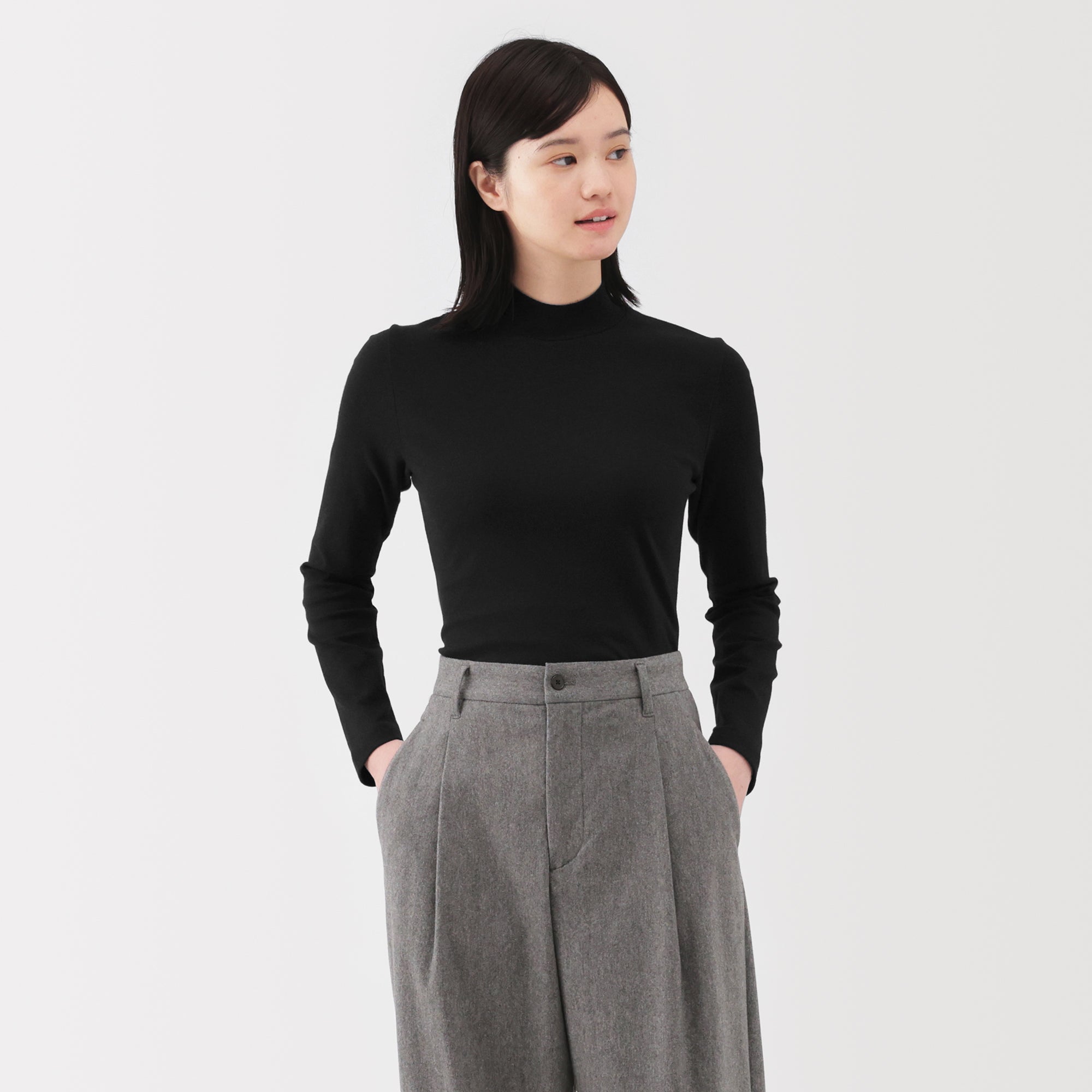 Brushed Mock Neck T-Shirt