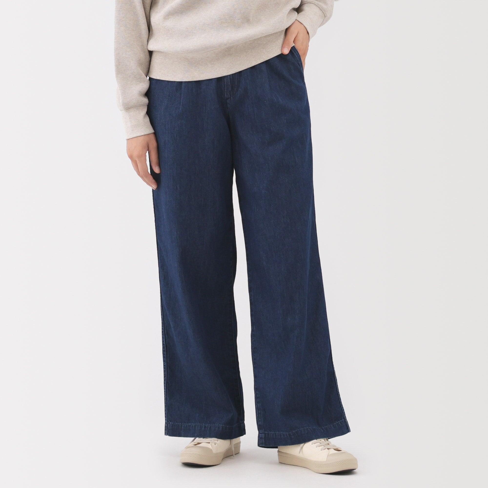 Lightweight Denim Wide Pants - Image 3