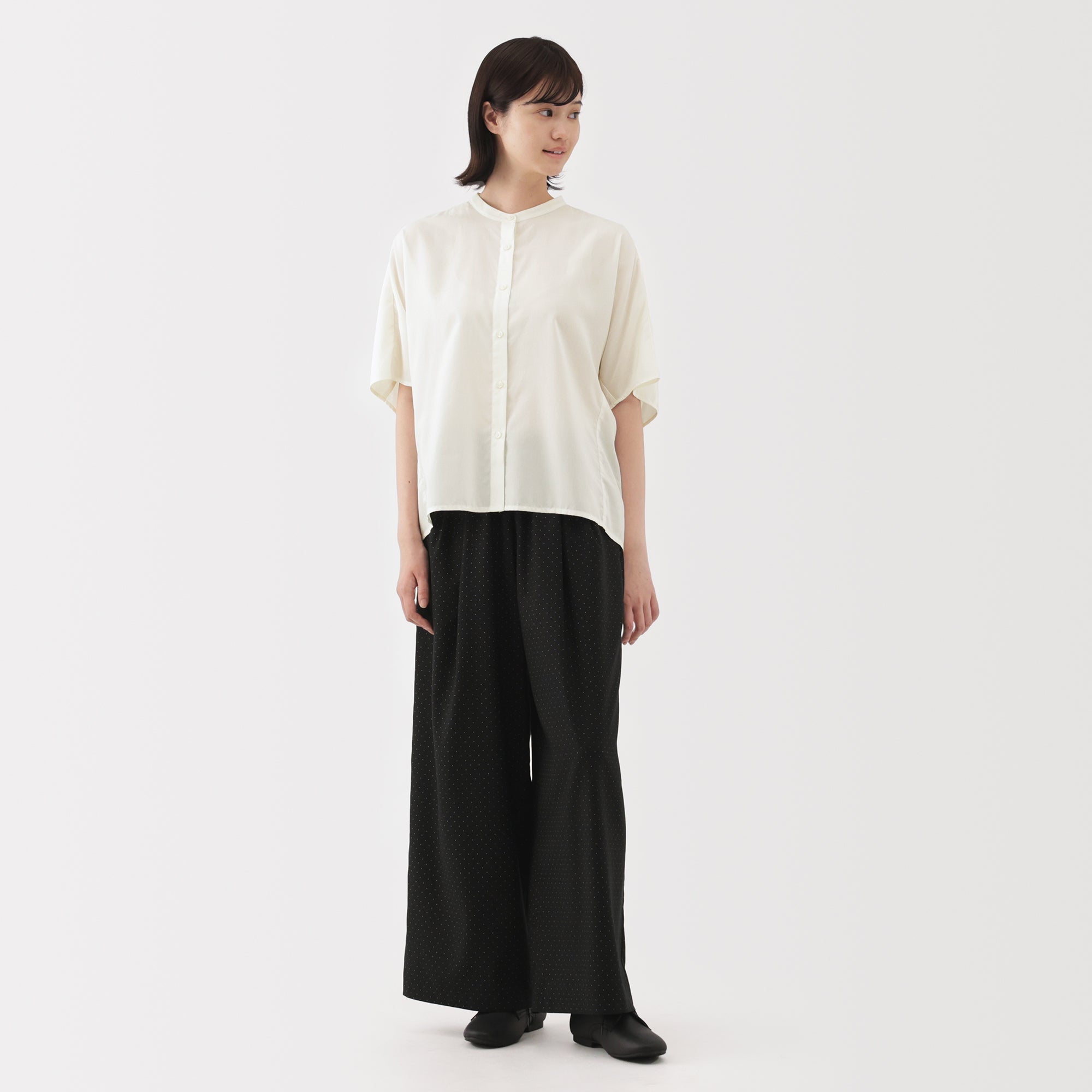 Lyocell Blend Half-Sleeve Blouse - Image 4
